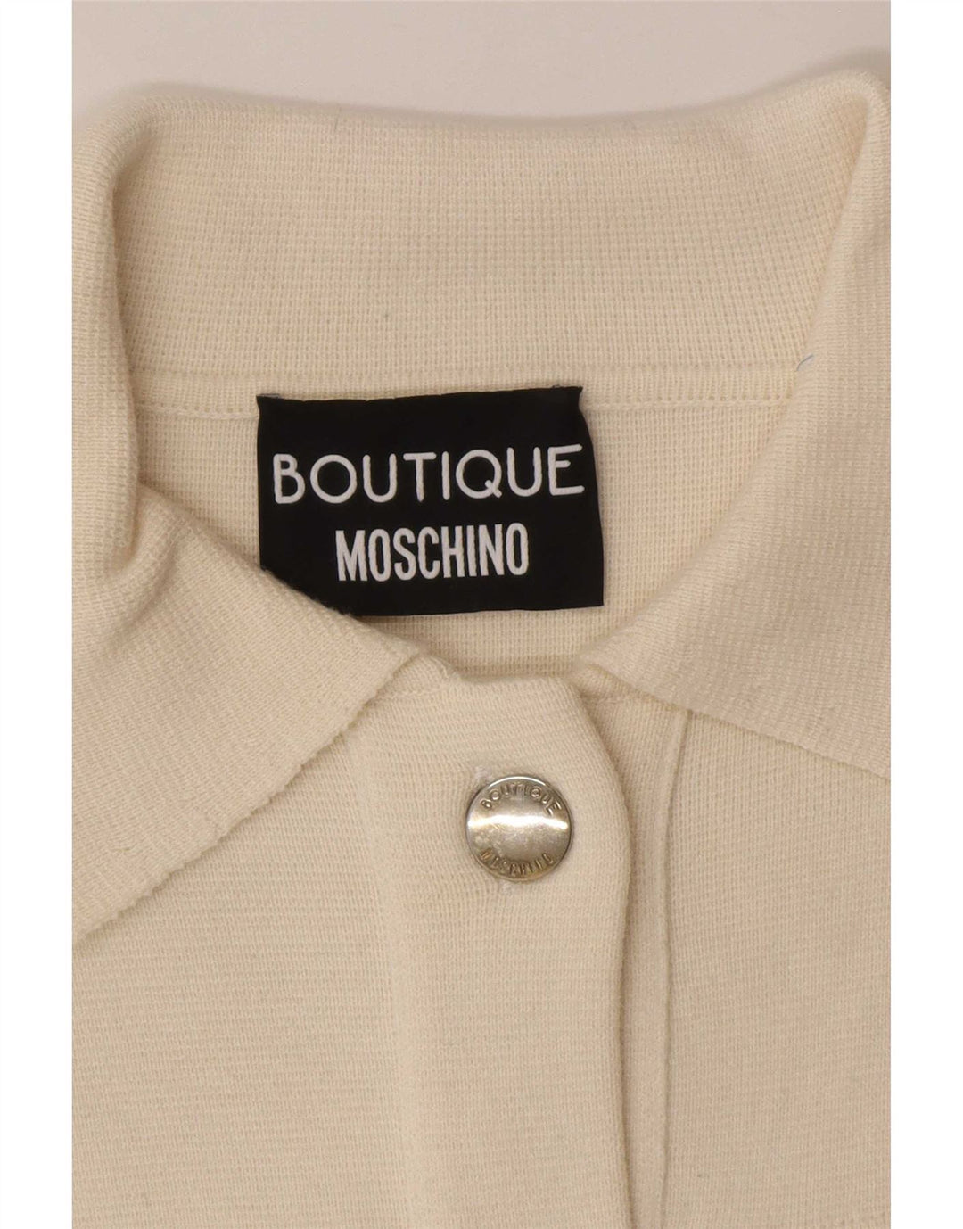 Damski sweter kardigan Moschino UK 8, mała wełniana w kolorze złamanej bieli