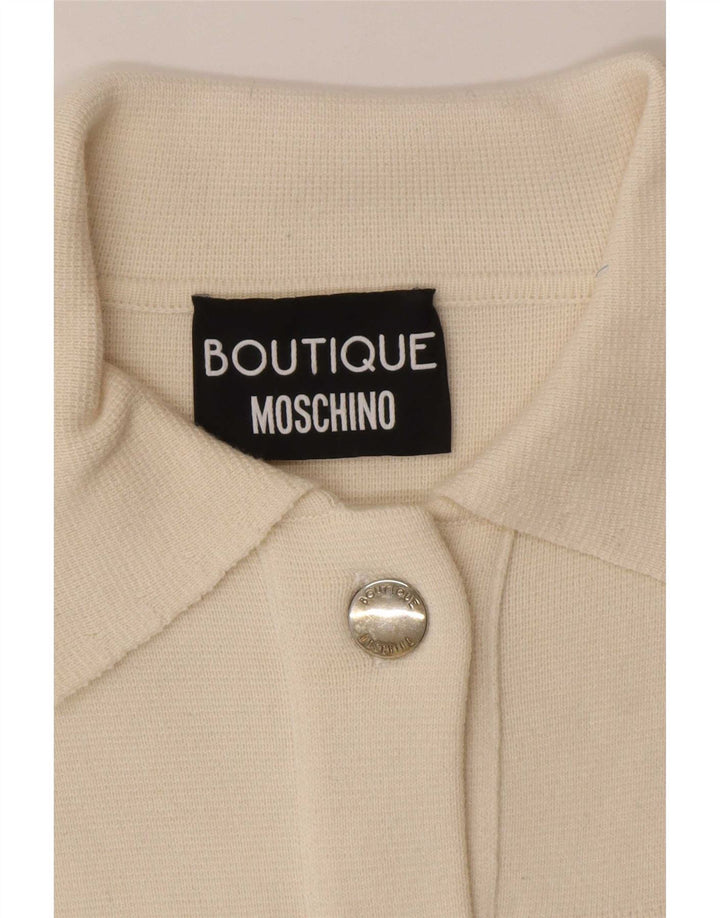 Damski sweter kardigan Moschino UK 8, mała wełniana w kolorze złamanej bieli