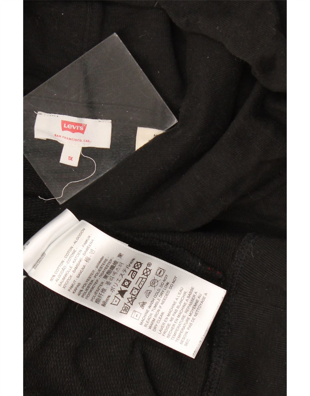 Damski sweter oversize z kapturem i grafiką LEVI'S UK 18 XL, czarny, bawełniany