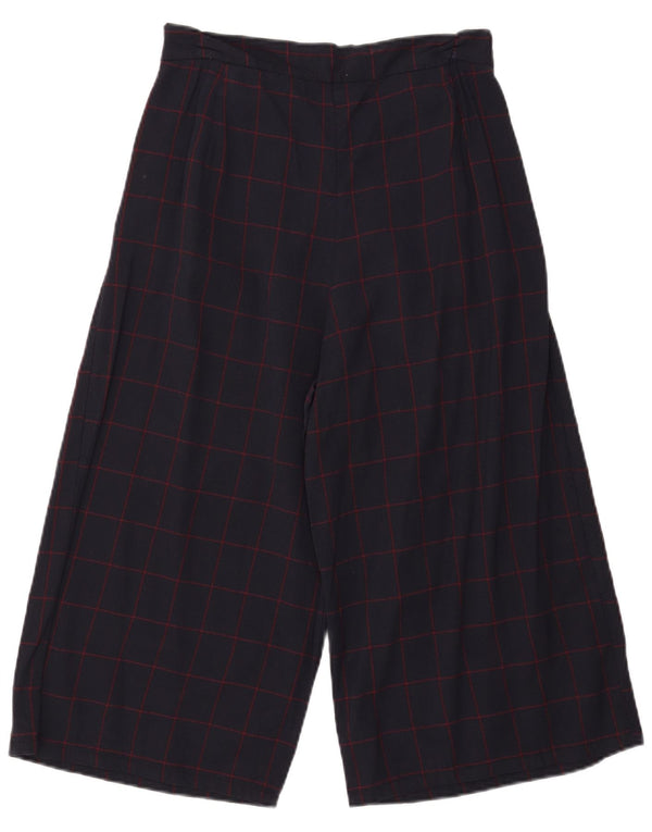 Spodnie damskie Capri z szeroką nogawką VINTAGE IT 40 Small W31 L19 Granatowa kratka