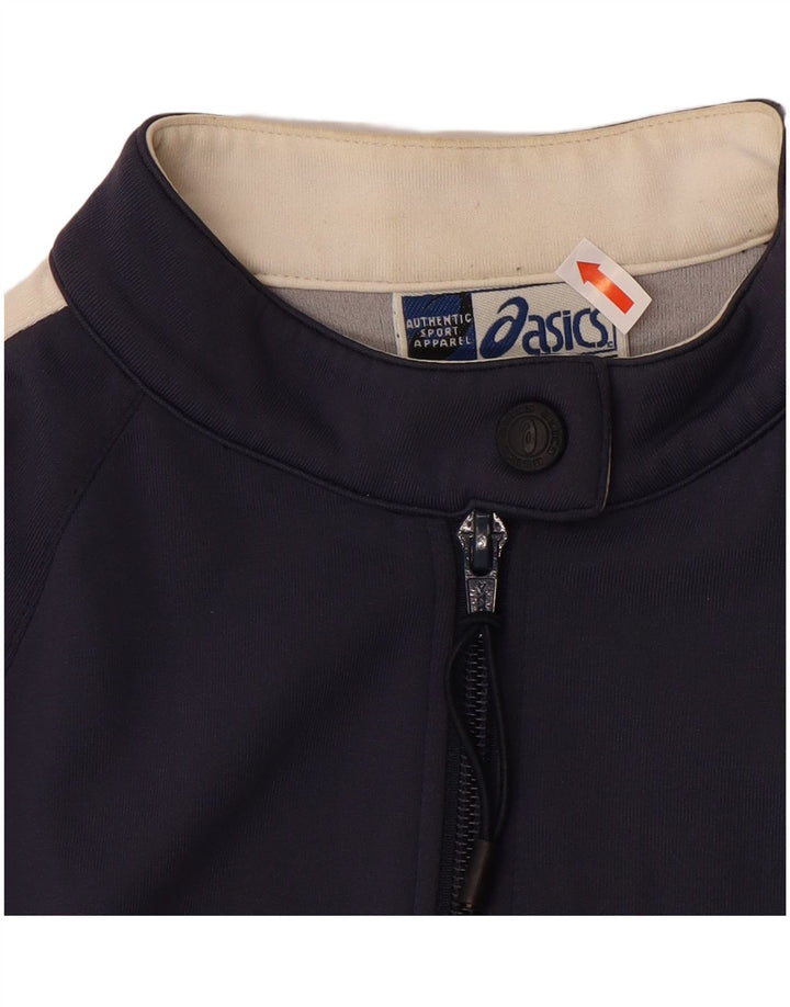 ASICS Womens Full Tracksuit UK 14 Medium  Navy Blue Colourblock Polyamide