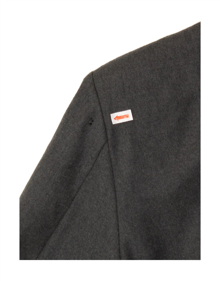 VINTAGE Womens 1 Button Blazer Jacket UK 14 Medium Grey Pinstripe Wool Vintage Vintage and Second-Hand Vintage from Messina Hembry 