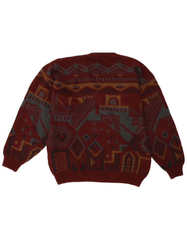 Sweter męski UMBERTO ROSETTI z dekoltem w szpic IT 48/50 średni bordowy