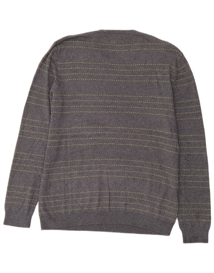 Męski sweter z okrągłym dekoltem John Lewis, bawełniany w średnie niebieskie paski