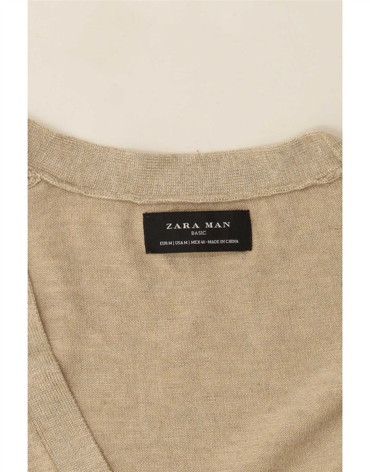 Męski sweter Zara w kolorze średniego beżu z plamkami