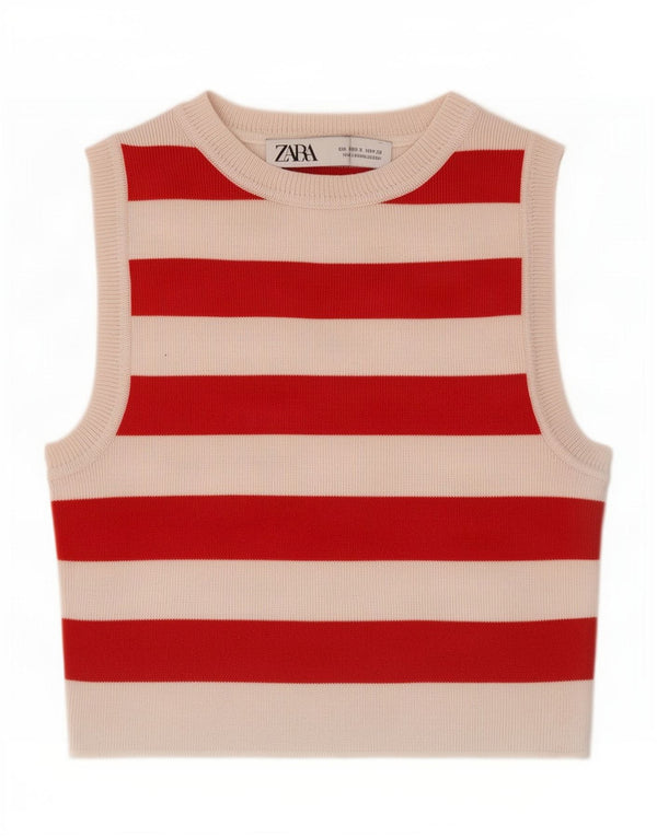 Damska kamizelka Zara Crop Top UK 8 w małe czerwone paski