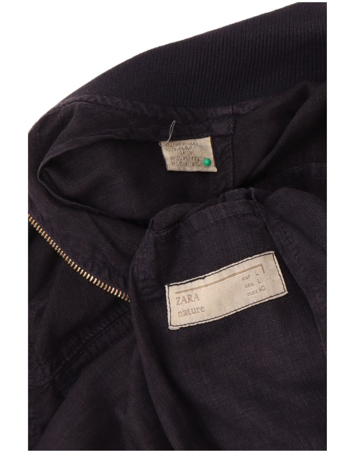 Kurtka męska Zara Utility UK 40, duża, granatowa, lniana