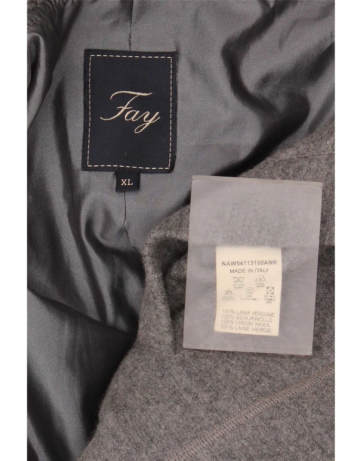 Płaszcz damski Fay UK 18 XL, szara, dziewicza wełna