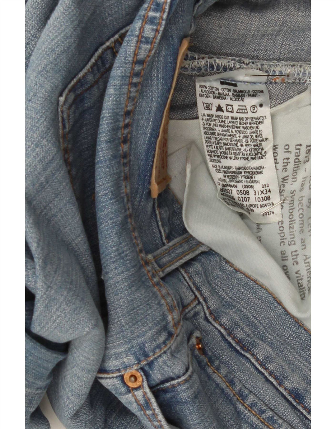 Męskie jeansy Levi's 507 Slim Bootcut W31 L34 Niebieska bawełna