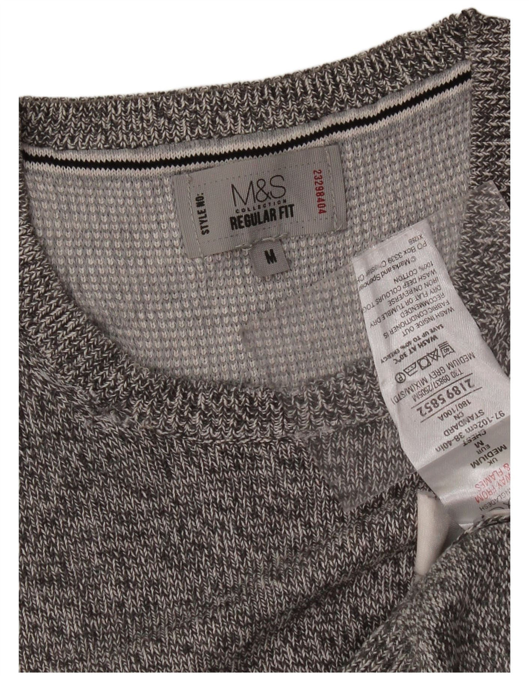 MARKS & SPENCER Mens Crew Neck Jumper Sweater Medium Grey Flecked