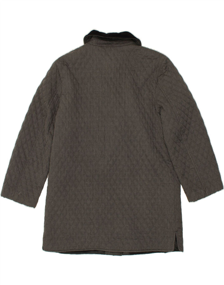 VINTAGE Womens Quilted Overcoat IT 46 Large Grey Polyester Vintage Vintage and Second-Hand Vintage from Messina Hembry 