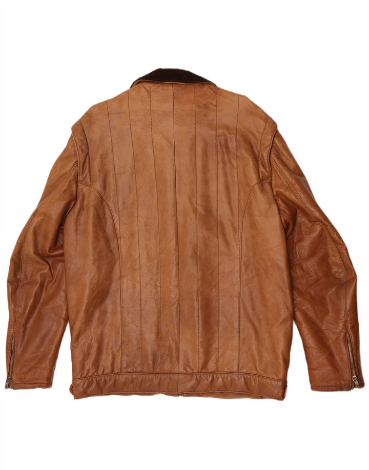 Vintage męska skórzana kurtka wojskowa IT 54 2XL w kolorze brązowym