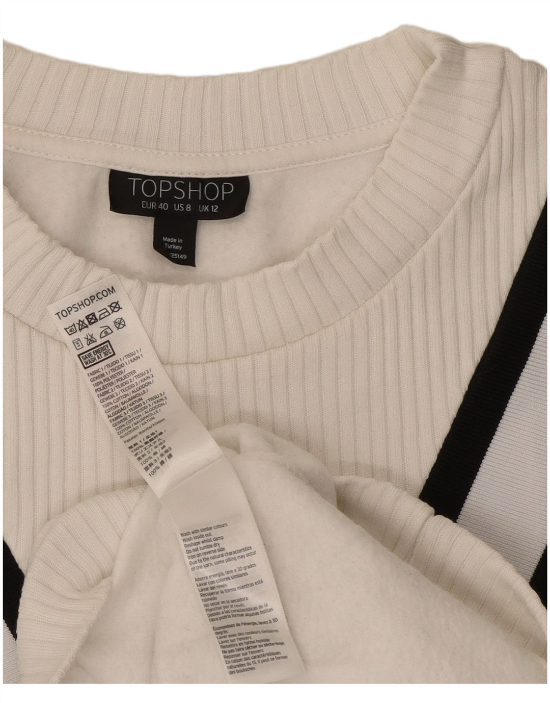 Damski sweter oversize Topshop UK 12 w średnie białe paski