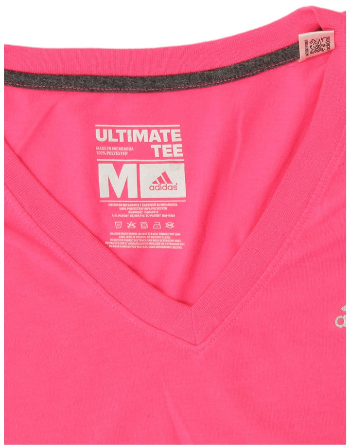 ADIDAS Womens T-Shirt Top UK 14 Medium Pink Polyester