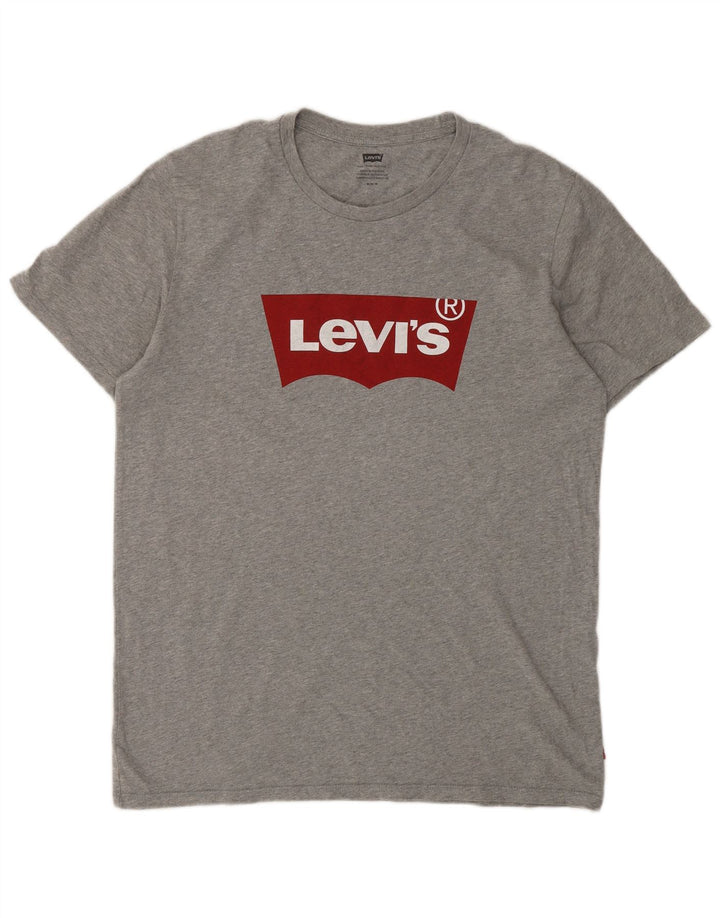 Męska koszulka z grafiką Levi's, średnia, szara, bawełniana nakrapiana
