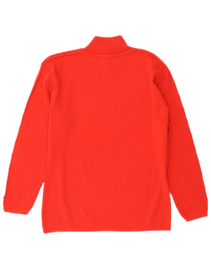 Sweter damski w stylu vintage z golfem UK 14, duża pomarańczowa wełna