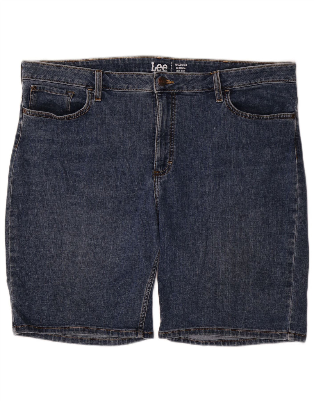 Damskie jeansowe bermudy LEE ze średnim stanem i regularnym krojem W44 3XL niebieskie