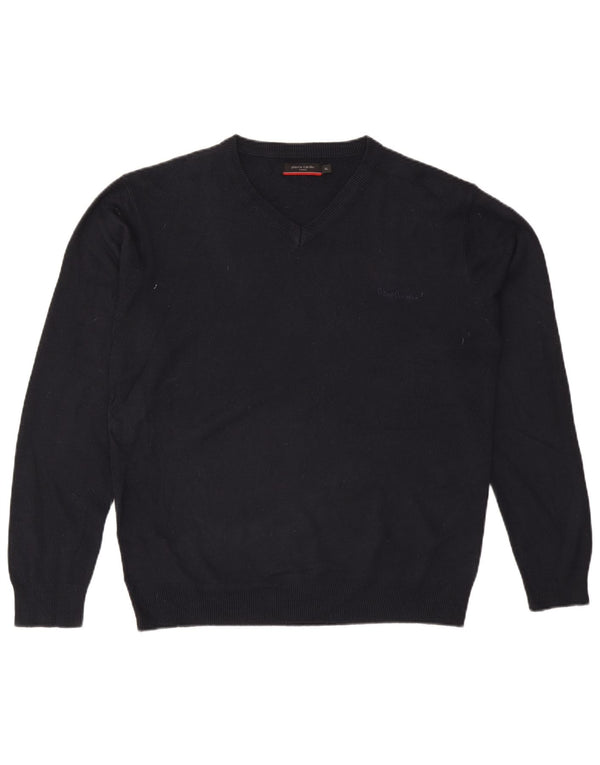 Męski sweter Pierre Cardin z dekoltem w kształcie litery V, XL, granatowy, akrylowy