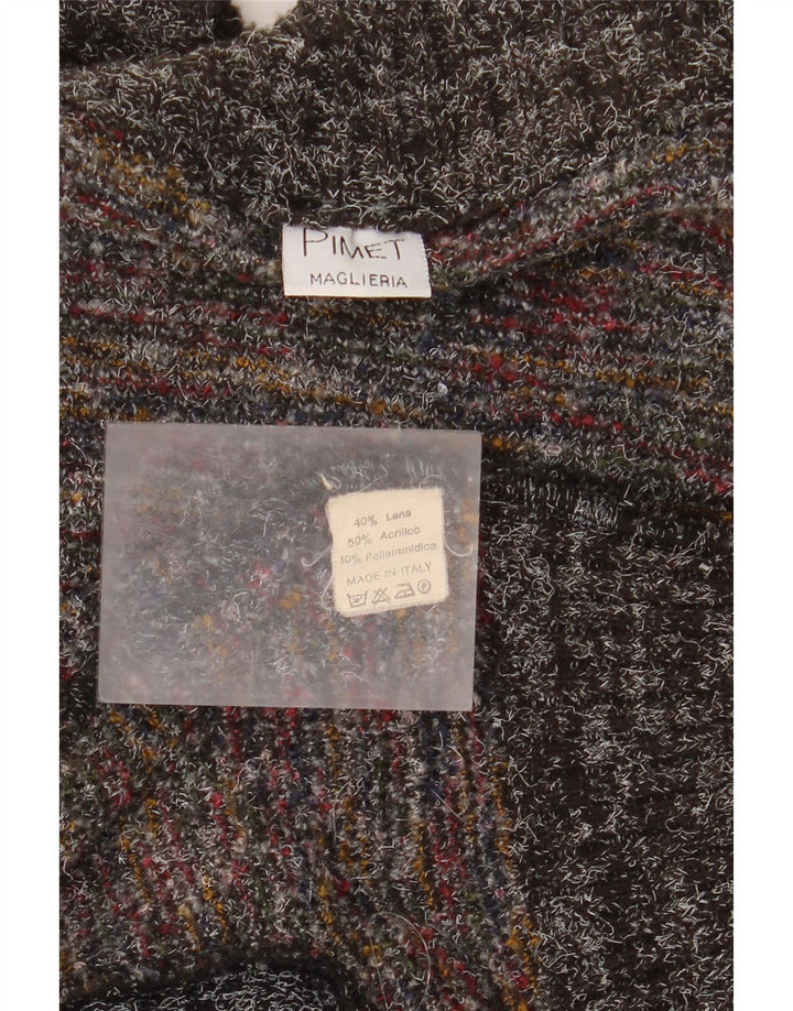 Męski sweter rozpinany Pimet, duży, szary, wełniany w cętki