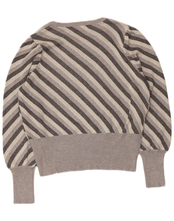 Marks & Spencer Damski sweter z dekoltem w łódkę, UK 16, duże, szare paski
