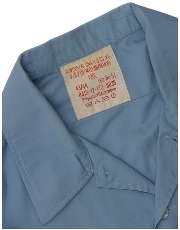 Męska koszula wojskowa w stylu vintage, rozmiar 43/44, duży niebieski poliester