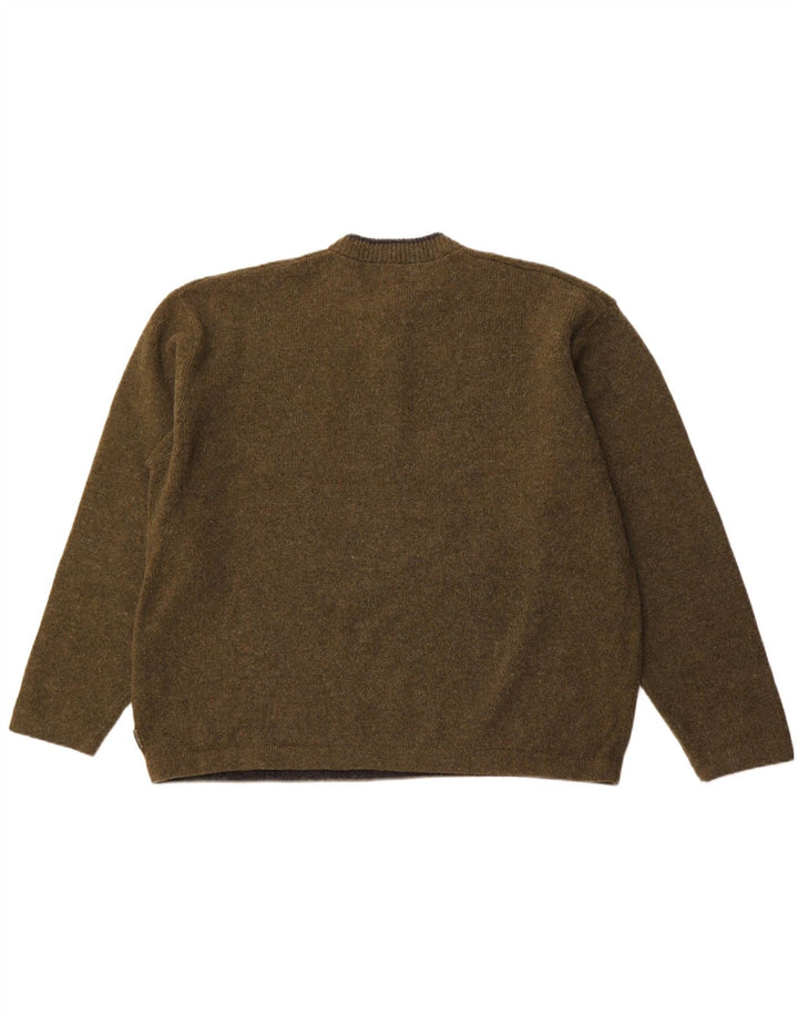 WOOLRICH Męski sweter zapinany na guziki, 2XL, wełna khaki