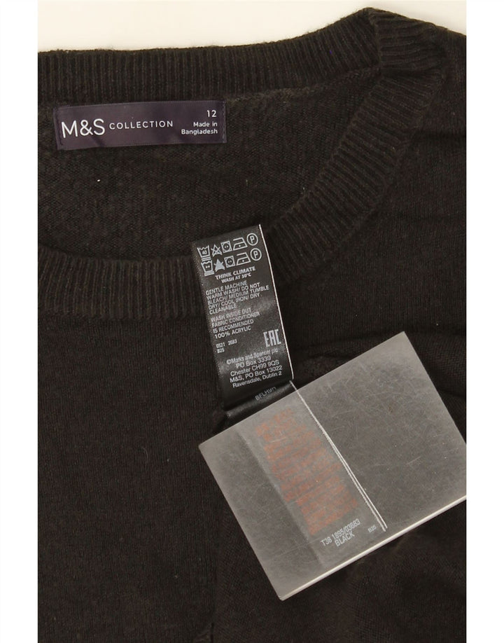 Marks & Spencer Damski sweter z okrągłym dekoltem UK 12 Średni czarny akryl
