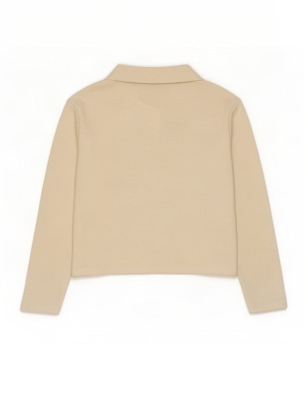 Damski sweter Zara Crop Polo UK 12 średni beż