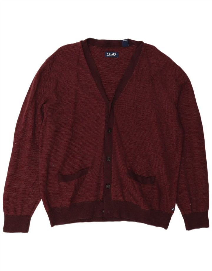 Męski sweter rozpinany Chaps 2XL, bordowa bawełna