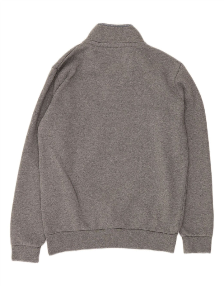 CREW CLOTHING Męski sweter z zamkiem błyskawicznym, średnioszary, bawełniany