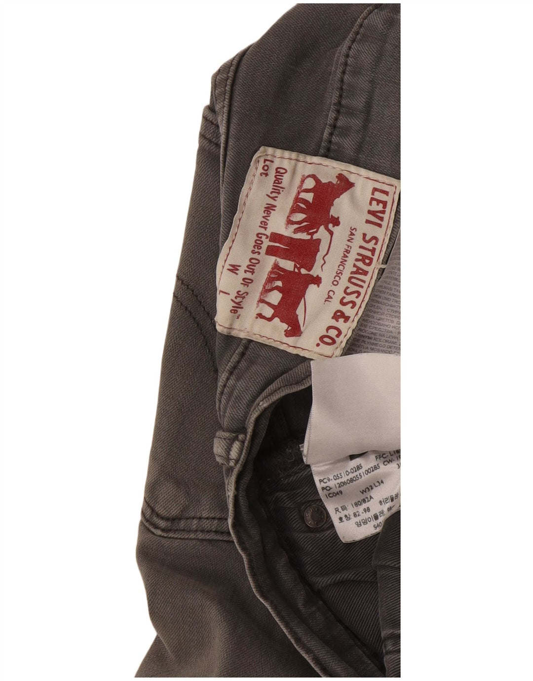 Męskie jeansy Levi's Skinny W32 L34 Szara bawełna