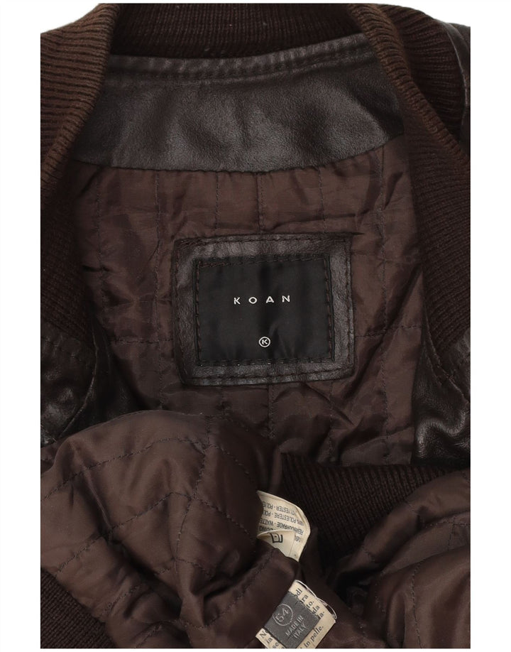 Męska kurtka skórzana Bomber Koan IT 54 2XL Brązowa skóra