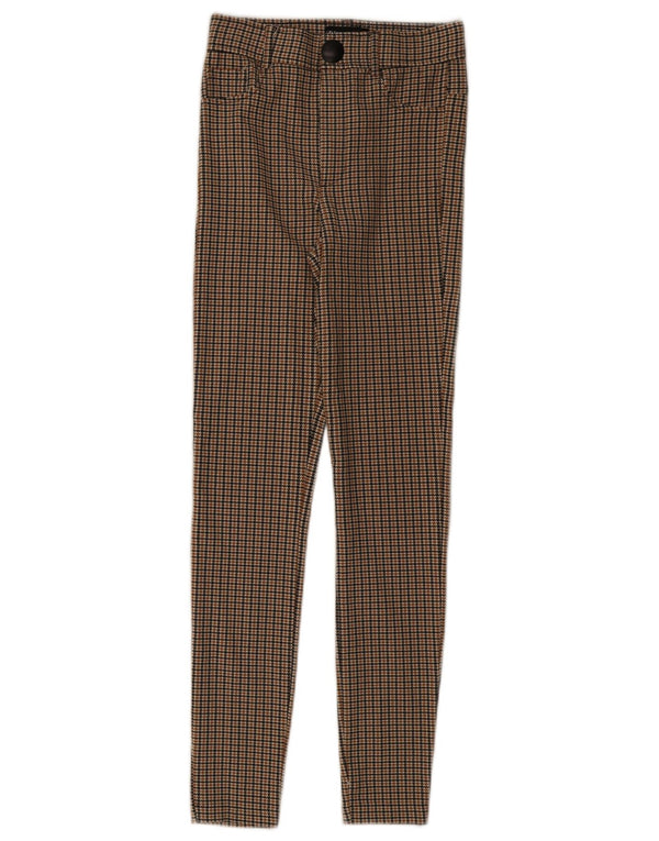 Damskie spodnie typu slim casual Zara XS W24 L27 Brązowe pepitkę