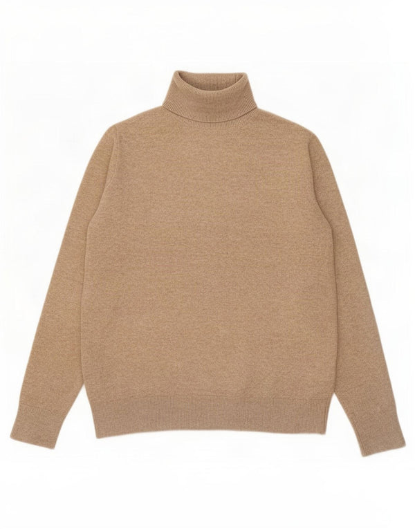 Marks & Spencer Damski sweter z golfem, UK 10, mały, beżowy poliester