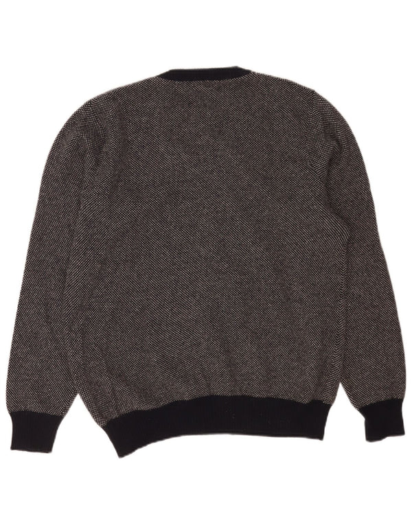 Męski sweter Fred Perry z dekoltem w kształcie litery V, duży, granatowy, wełniany w cętki