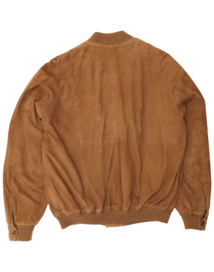 Vintage męska zamszowa kurtka IT 52 XL brązowa skóra