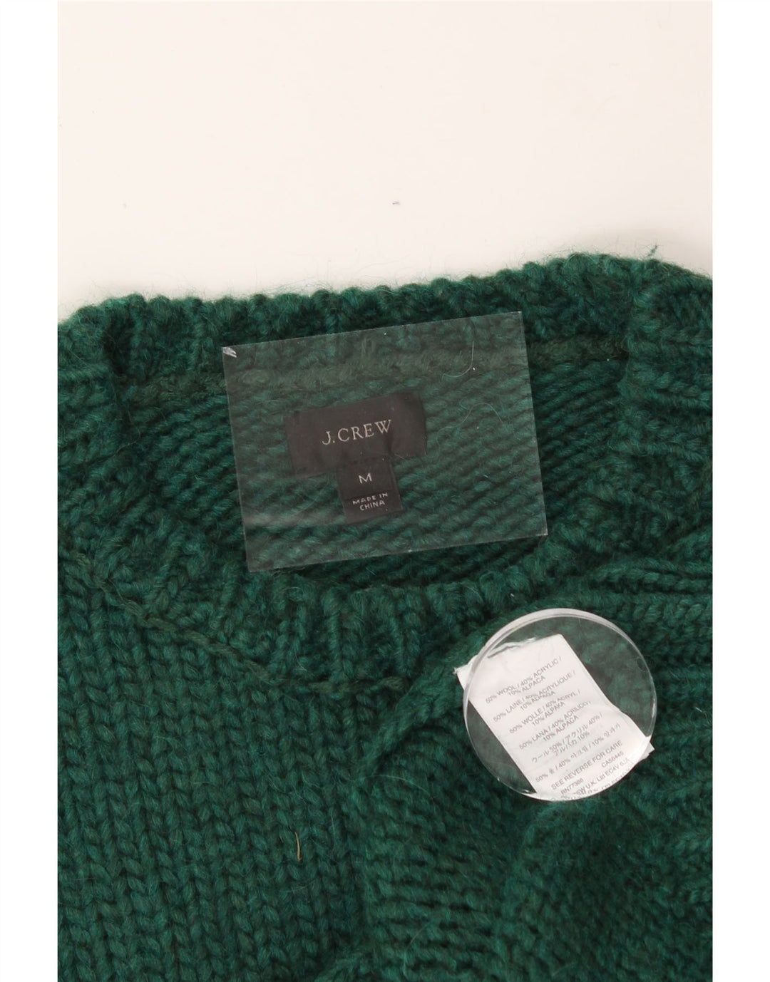 J. CREW Męski sweter z okrągłym dekoltem, średnio zielona wełna