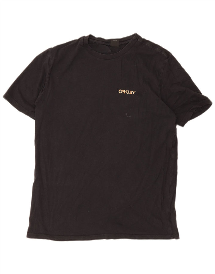 Męski T-shirt z grafiką Oakley, mały, czarny, bawełniany