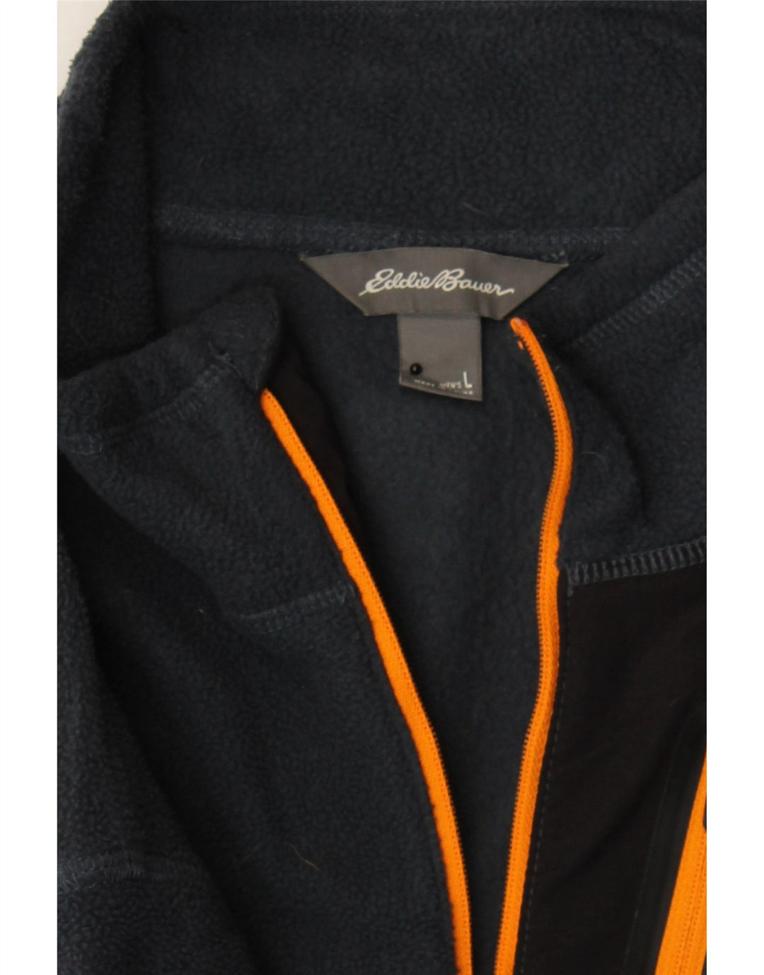 EDDIE BAUER Mens Zip Neck Fleece Jumper Large Navy Blue Polyester Vintage Eddie Bauer and Second-Hand Eddie Bauer from Messina Hembry 