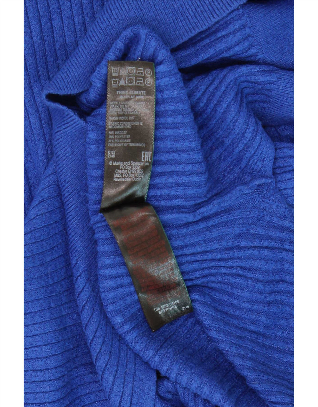 Marks & Spencer Damski sweter z zamkiem błyskawicznym UK 10 Small Blue Wiskoza