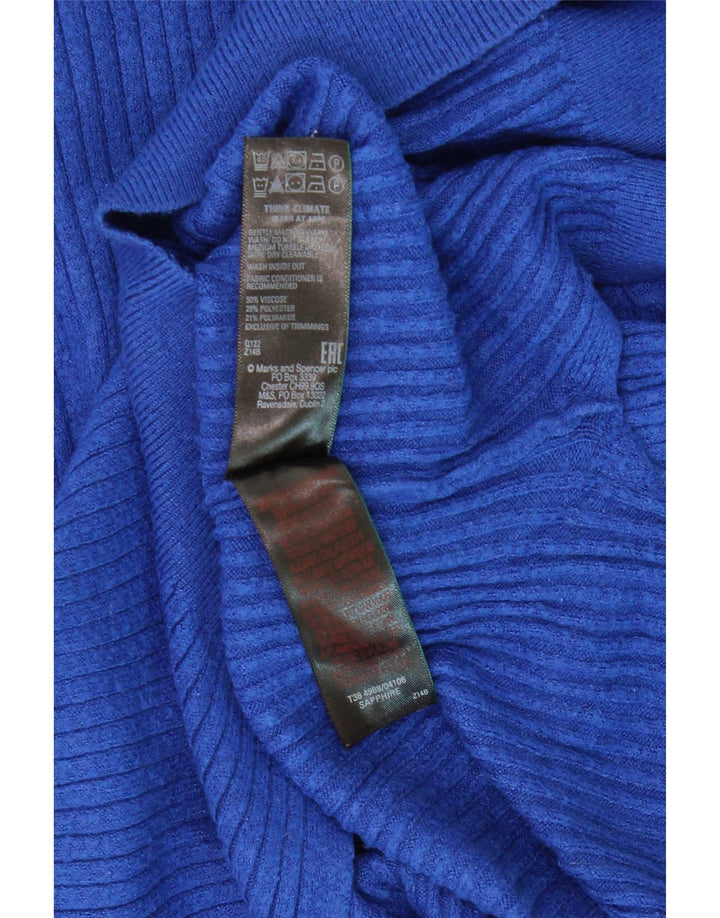 Marks & Spencer Damski sweter z zamkiem błyskawicznym UK 10 Small Blue Wiskoza