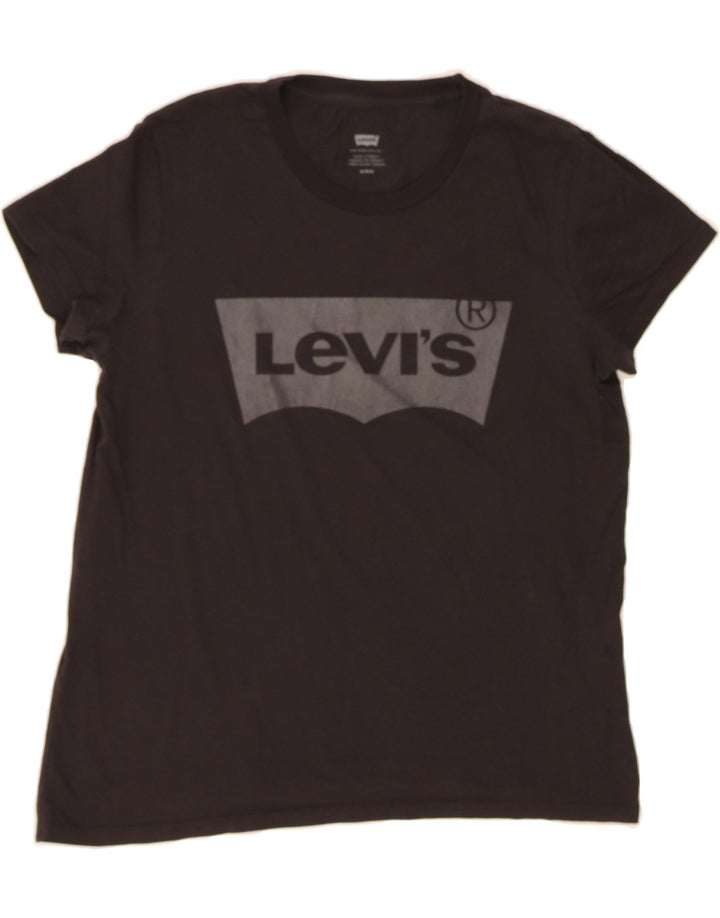 LEVI'S Womens Graphic T-Shirt Top UK 14 Medium Black Cotton Vintage Levi's and Second-Hand Levi's from Messina Hembry 