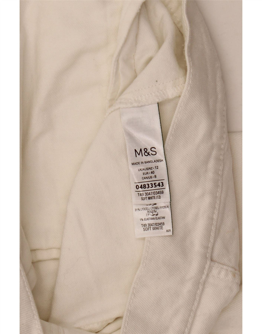 Marks & Spencer Damska kurtka dżinsowa Crop UK 12, średnia biała bawełna