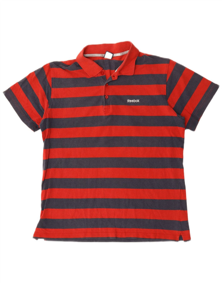 Męska koszulka polo Reebok, duża, bawełniana w czerwone paski