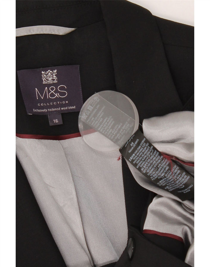 Marks & Spencer Damska marynarka zapinana na 1 guzik UK 16, duża, czarna, nowa wełna