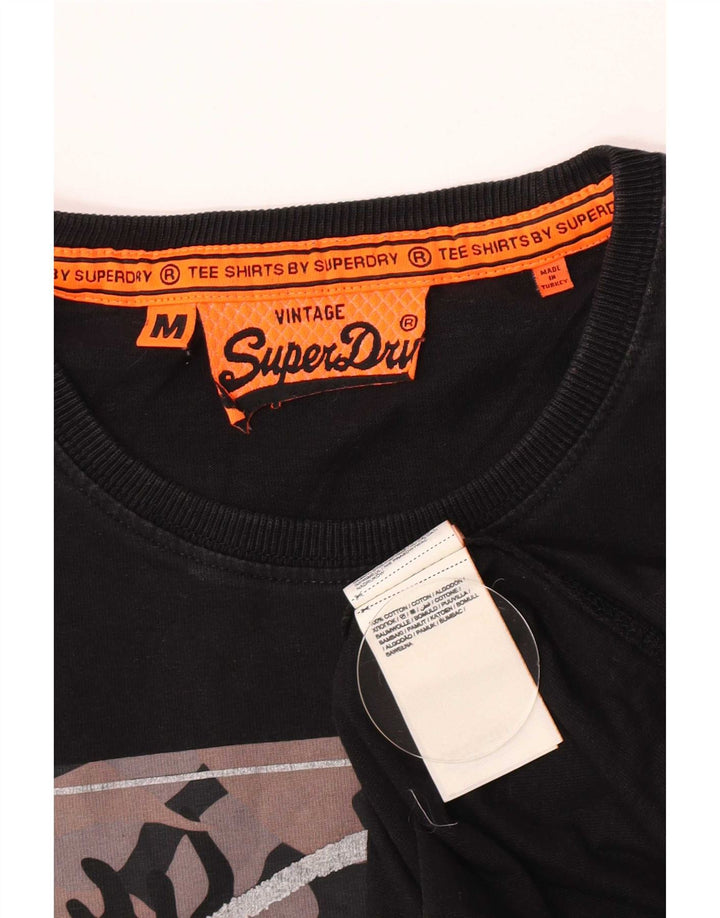 Męski T-shirt z grafiką Superdry, bawełniany, średni czarny