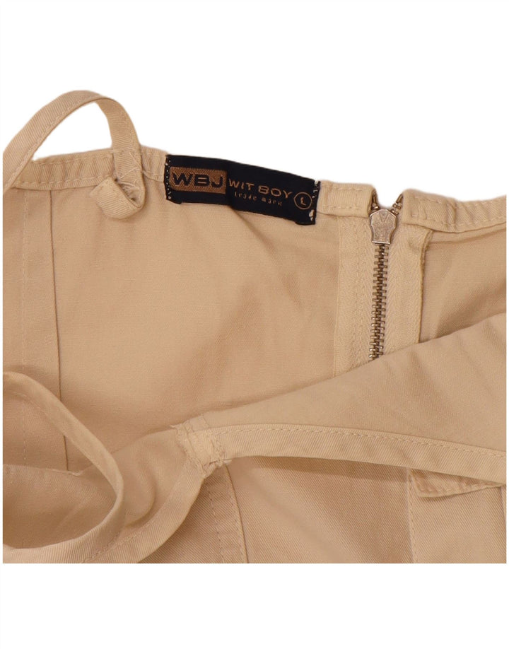 WIT BOY Damska sukienka na ramiączkach UK 14, duża, beżowa, bawełniana