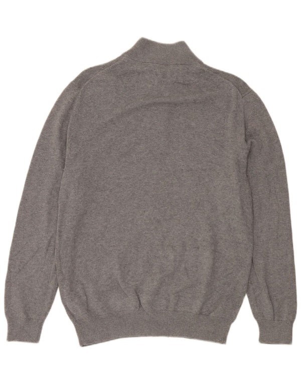 Crew Clothing Męski sweter z zamkiem błyskawicznym, duży, szary, nakrapiany, bawełniany