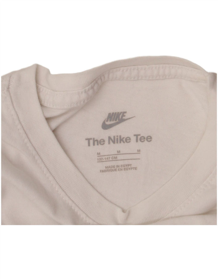 Chłopięcy T-shirt z grafiką Nike na 10-11 lat, średni biały