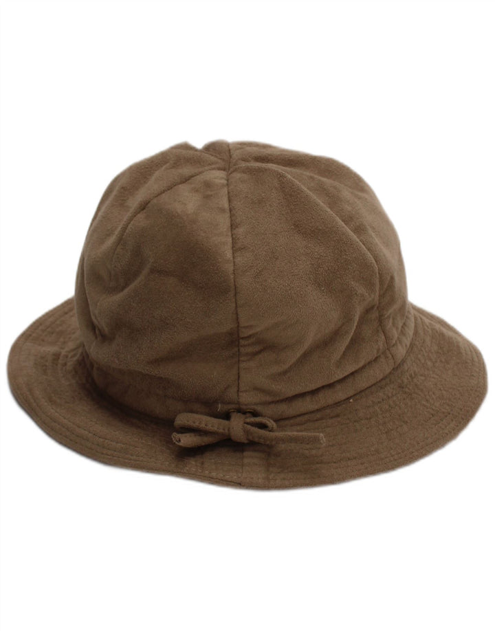 Vintage damski kapelusz typu Bucket ze sztucznego zamszu, jeden rozmiar, beżowy poliester